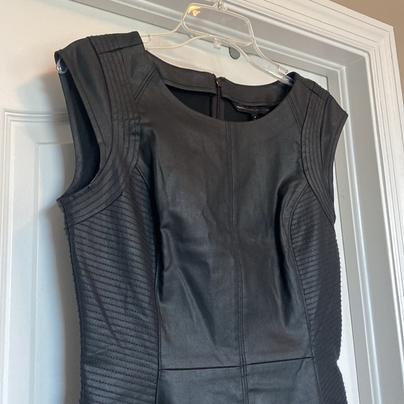 WHBM Faux Leather Black Dress Size 6 - Picture 2 of 7